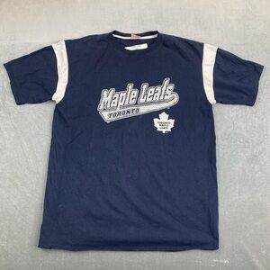 VTG Toronto Maple Leafs Graphic T Shirt Navy NHL Hockey Mens Large